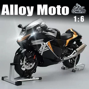1:6 Suzuki Hayabusa 1300R Diecast Alloy Motorcycle Model w/ Ignition Start Black - Picture 1 of 14