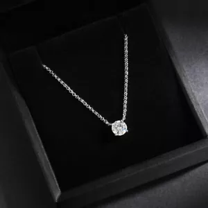 1-5ct Round Cut Moissanite Solitaire Pendant Necklace 925 Sterling Silver W/GRA - Picture 1 of 17