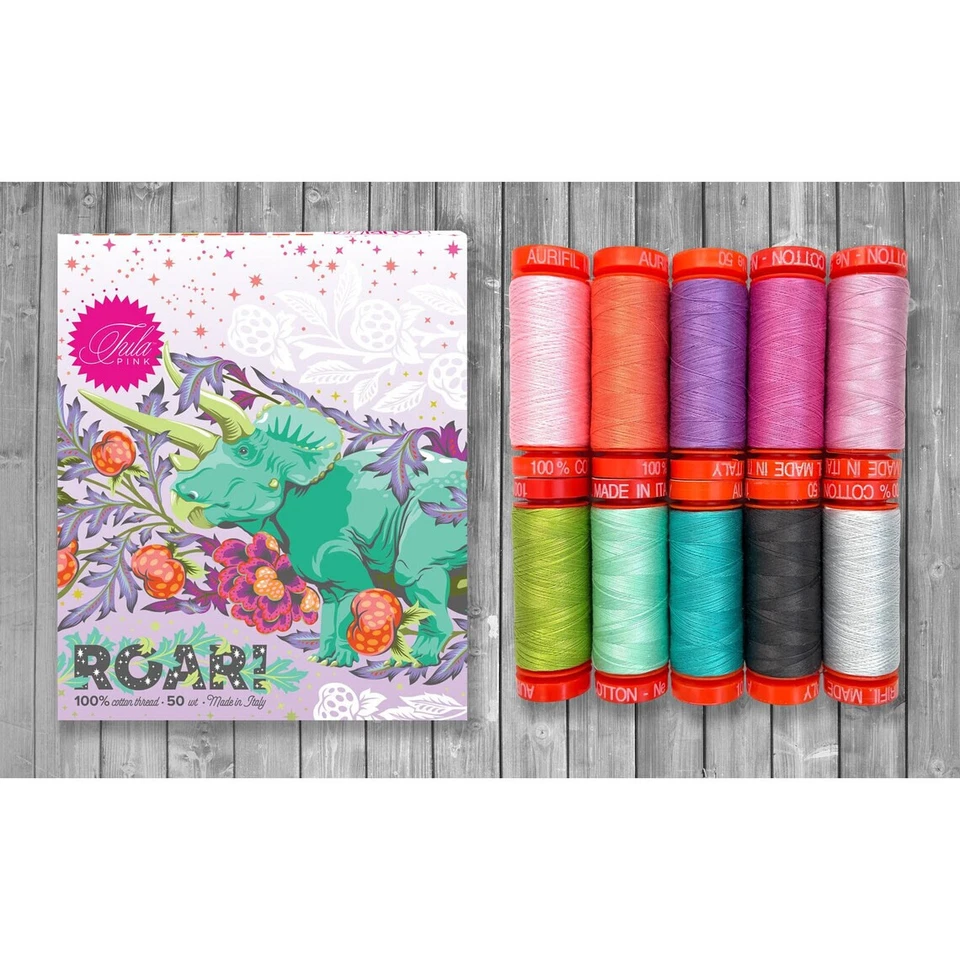 AURIFIL SET ROAR TULA PINK  10 SMALL SPOOLS 50 WT COTTON - Image 1 of 1