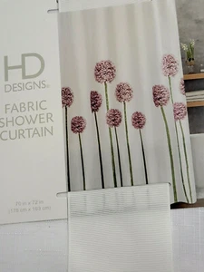 HD Designs Fabric Shower Curtain 70 x 72 in. Allium Purple Flowers - Picture 1 of 1