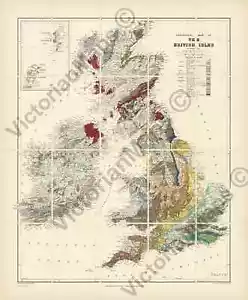 UK British Isles Great Britain geological map E. Best & E. Stanford 1893 poster - Picture 1 of 15