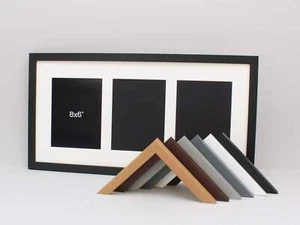 Suits Three 8x6" sized Prints/Photos. 30x60cm. Wooden Multi Aperture Frame. - Picture 1 of 11