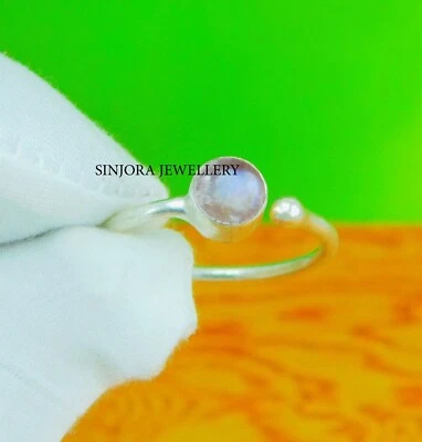 Rainbow Moonstone 925 sterling silver handmade Gift Ring US size 5 to 13 - Image 1 of 4