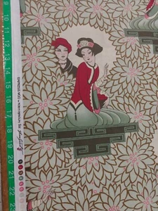 2yards Empress Woo Free Spirit Couple Flowers Sage Green Pink - Picture 1 of 2