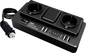 MINI INVERTER AUTO 12/24V PORTATILE DA 300W CON 4 USB + 2 TYPE-C + 2 SHUKO 220V - Foto 1 di 3