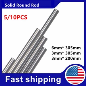 5/10 piezas varilla redonda sólida 304 acero inoxidable 3 mm-6 mm para RC hágalo usted mismo artesanía - Imagen 1 de 11