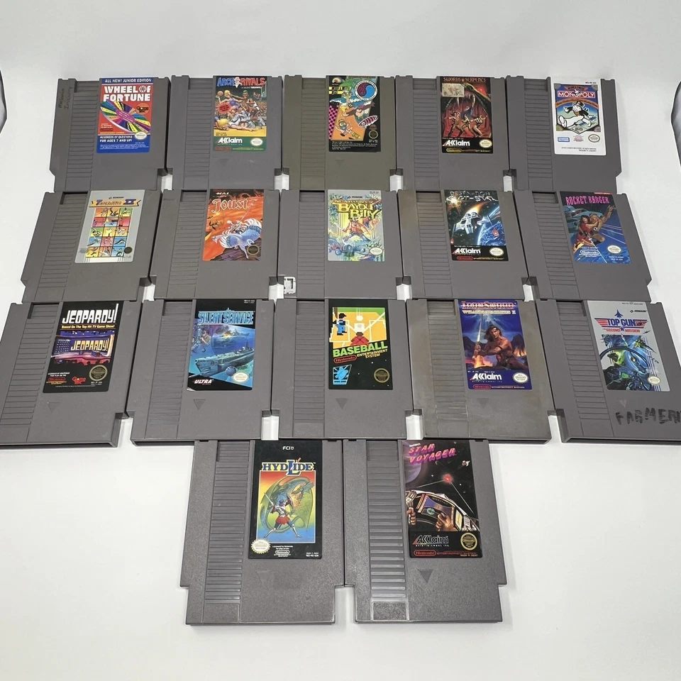 Lote de 17 juegos NES Nintendo Justo, espada de hierro, béisbol 5 tornillos, Bayou Billy probado Foto 1 de 4