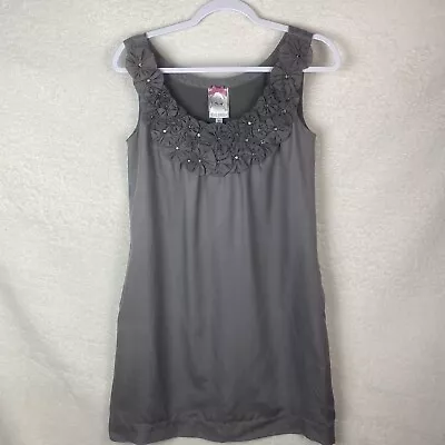Yoana Baraschi Xs Gray Shift dress Anthropologie Rosette Cocktail party Silk - Image 1 of 4