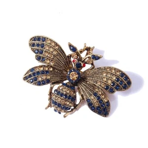Broche de abeja de estrás broches de insectos vintage alfiler bufanda clip ropa accesorios - Imagen 1 de 9