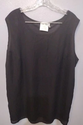 Blusa Top Ulla Popken Mujer 1X 16W/18W Negra Sin Mangas Camiseta sin Mangas Túnica Grande Foto 1 de 4