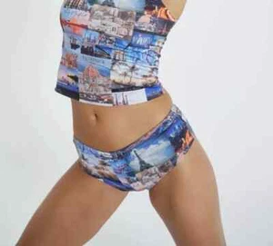 Urban outfitters Jaded Bikini Bottoms Size 12 UK Hot Pant City Scape Print - Picture 1 of 4