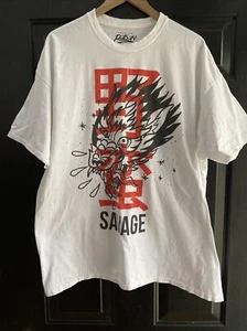 Savage by Popular Poison Black & Red Graphic Men's White T-Shirt - Size XXL  - Picture 1 of 5