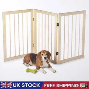 3 paneles puerta para perro valla para mascotas divisor de barrera de seguridad puerta de madera independiente - Imagen 1 de 15
