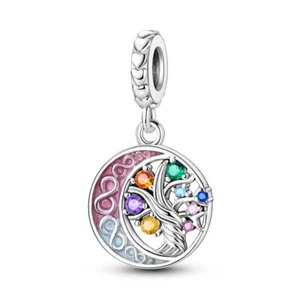 Colgante Árbol Vida Luna MULA Original Hágalo Usted Mismo Dije Circonita cúbica para Pulsera Chapado en Plata 925 - Imagen 1 de 6
