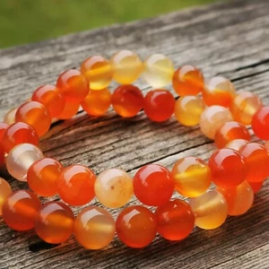 Natural Carnelian 8mm Round Beads Healing Anxiety Relief Gemstone Bracelet Gift - Picture 1 of 4