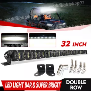 32'' LED Light Bar Dual Row Spot Flood Combe Fit Polaris RZR 900 S XP 1000 UTV - Picture 1 of 15