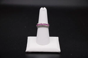Karis Ruby and White Zircon 1.20 ctw Ring in Platinum Bond Size 7.0 - Picture 1 of 11