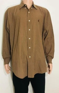 Ralph Lauren Blake Mens Brown White Checks Dress Shirt Size L - Picture 1 of 8