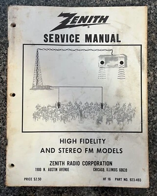Zenith Service Manual HF16 High Fidelity and Stereo FM Models Part#923-493 - Image 1 of 4