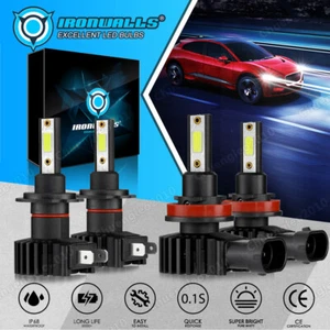 4x H11 H7 Combo LED Headlight Bulb Kits High Low Beam 6000K White Super Bright - Picture 1 of 15
