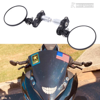 Espejos retrovisores de extremo de manillar de 7/8" 22 mm para Kawasaki Ninja 400 500 650 1000 Foto 1 de 4