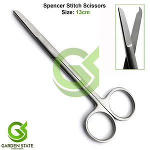 Tijeras de punto Spencer 5"" en forma de gancho eliminación de sutura tijera médica veterinaria - Imagen 1 de 2