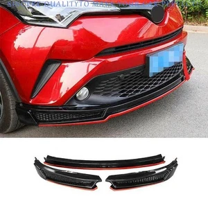 For Toyota CHR 2018-2022 Black Red Sports Front Bumper Lip Spoiler Bodykit Refit - Picture 1 of 8