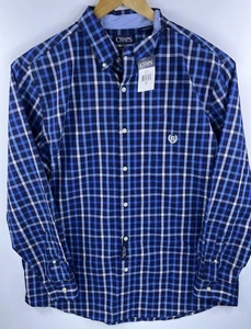 Neu Chaps Button Down Hemd Herren XL blau kariert kariert langarm pflegeleicht - Bild 1 von 5