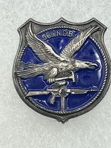 U.S. Navy Seabees Pin Silver On Blue Enamel- 1” Wide- Eagle- Sterling-56th NCB - Picture 1 of 4