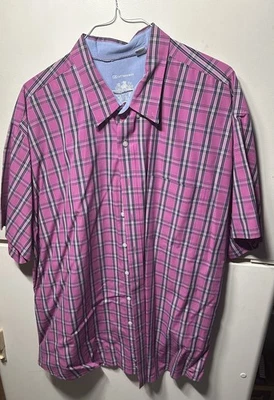 Cutter & Buck Shirt Men's 3XB Dress Pink and Blue Plaid Short Sleeve Button Up - Image 1 of 3