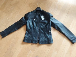 NEU! ONLY Schöne Leder Jacke Gr. M Schwarz - Bild 1 von 6
