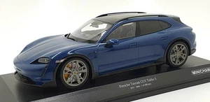 Minichamps 1/18 Scale Diecast 155 069301 - 2021 Porsche Taycan CUV Turbo S Blue - Picture 1 of 5