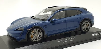Minichamps 1/18 Scale Diecast 155 069301 - 2021 Porsche Taycan CUV Turbo S Blue - Image 1 of 4