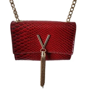 VALENTINO Audrey women's evening Crossbody shoulder bag Red Faux Croc Leather  - Picture 1 of 13