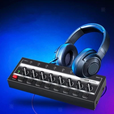 8 Way Headphone Amplifier Multi Channel Headphone Splitter for Stage Studio - Image 1 of 4