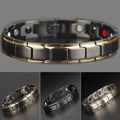Bracciale Magnetico Uomo Acciaio Inox Anti-Fatigue Anti-Radiazioni - Immagine 1 di 4