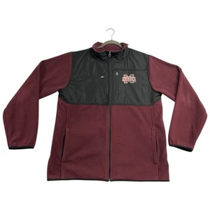 Mississippi State Bulldogs Fleece Jacket Large Maroon Full Zip Genuine Sports - Picture 1 of 12