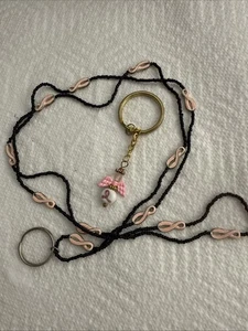 Breast Cancer Beaded Lanyard & Keychain (Lot #204) - Picture 1 of 4