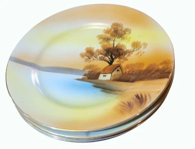 4 Noritake Morimura Tree In The Meadow Bread & Butter Plates Antique 6.5" diamet - Image 1 of 3