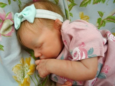 Reborn baby girl Twin A +tummy 18in 4lb8 B Brown COA JosyNN Josy Newborn Nursery - Image 1 of 4