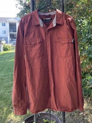 Hawx Men's Solid Mahogany Twill Snap Long Sleeve Work Shirt - Tall - Image 1 of 4