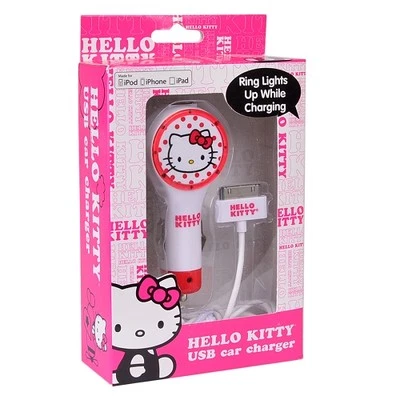Hello Kitty 2.1A Single Port USB Car Charger for iPad/iPhone/iPod w/USB to 30pin - Image 1 of 3