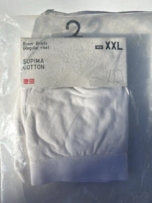 Новый Uniqlo мужчин Supima хлопок трусы-боксеры регулярный подъем белый XXL - новый с Ярлыками - Изображение 1 из 2
