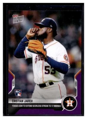 2021 Topps Now #140 Cristian Javier RC Purple Parallel Card #d 1/25 - Image 1 of 2
