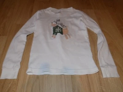 Размер 8 Gymboree олень праздник пижамы сна длинным рукавом Топ рубашка с белый  - Изображение 1 из 4