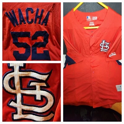 CAMISETA DE MICHAEL WACHA #52 ROJA DE LOS CARDENALES DE SAN LUIS ABOTONADA PARA HOMBRE 2XL Foto 1 de 4