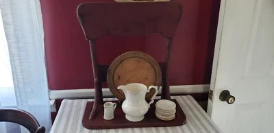 VINTAGE PRIMITIVE RED COUNTRY FARM HOUSE CHAIR NOW A HANGING SHELF GREAT - Image 1 of 4