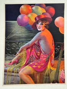 Imagen vintage de chica pinup de los años 1920-30 de Gene Pressler - Im So Lonesome - Flapper - Imagen 1 de 2