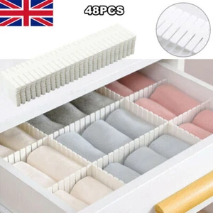 48x Adjustable Drawer Dividers Organiser Socks Make Up Plastic Closet Separators - Picture 1 of 12