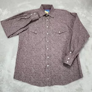 Resistol Shirt Mens Medium Purple Paisley Pearl Snap Long Sleeve Western Rodeo - Picture 1 of 11